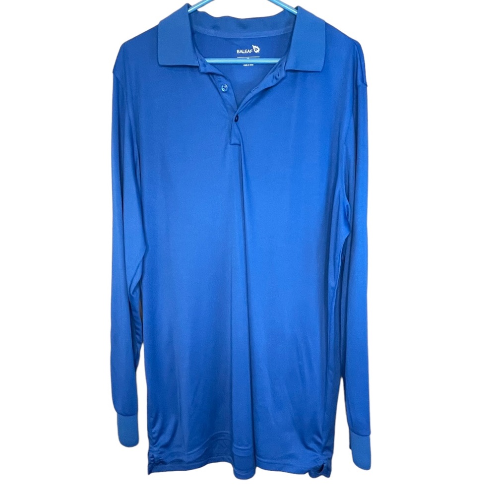 Baleaf Mens Blue 4 Buttons, Collared Long Sleeve, Golf Shirt Size XL